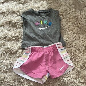 Nike baby girl dri-fit shirt and running shorts